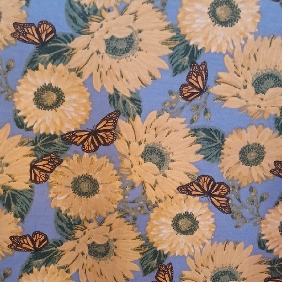 Blair Sunflower Print Long Sleeve Top - Blue and Yellow - Picture 3 of 6